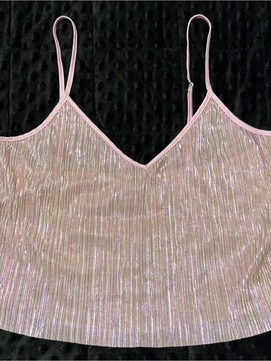Victoria's Secret Tops - Victoria's Secret Iridescent Pink Metallic Pleated Cami